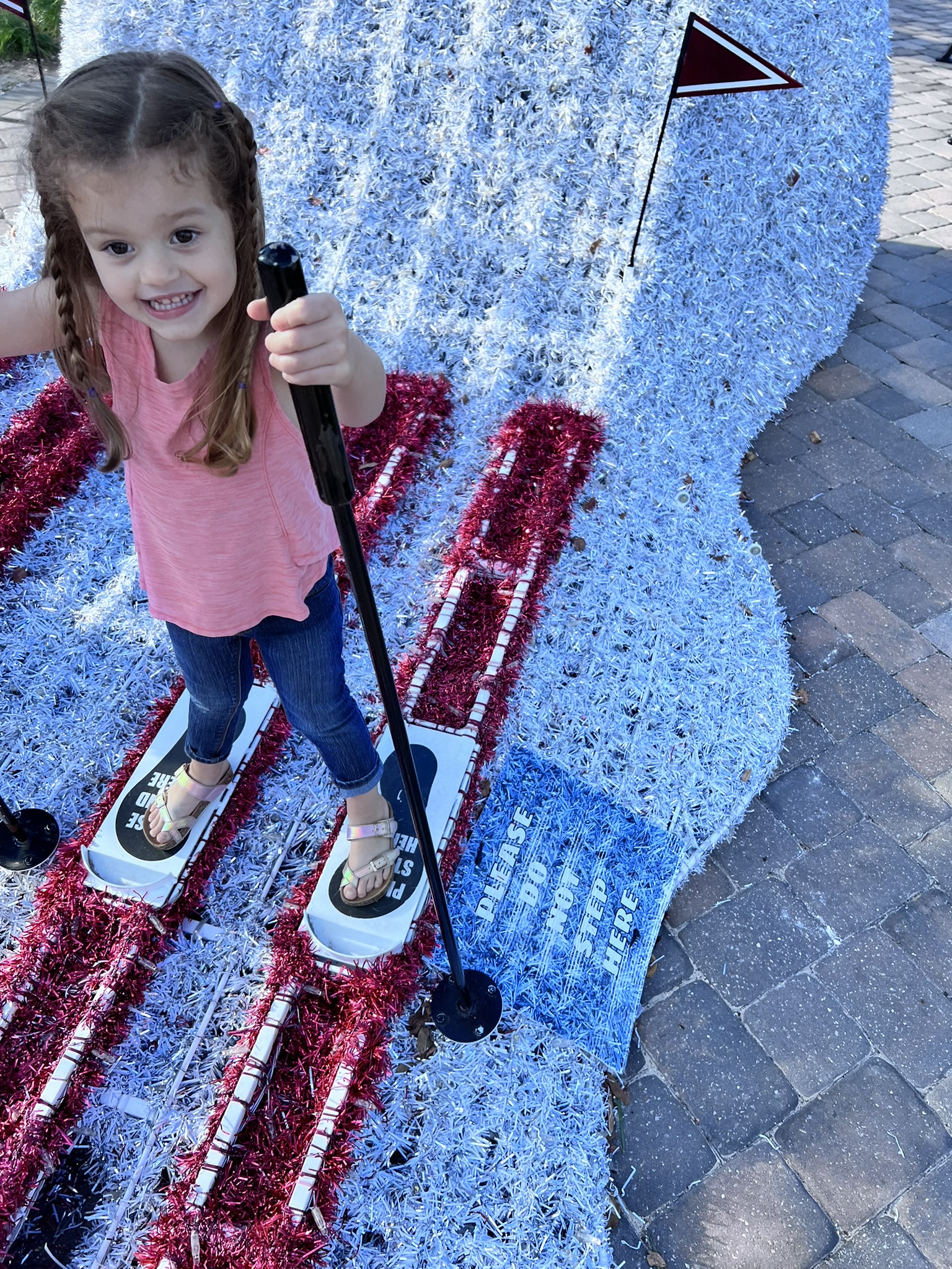 Ali on Christmas ski display